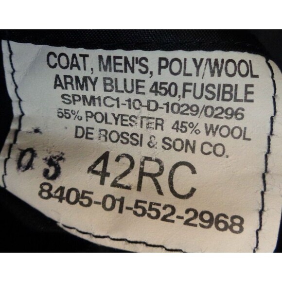 U.S. Army Blue Military Service Coat Sz 42RC Blazer Mens Jacket Poly/Wool - Picture 10 of 12